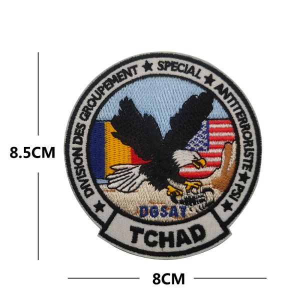 République de Chad Map Flag Patches de broderie Tchad Stripe autocollants Emblem Appliques USA Badges brodés américains