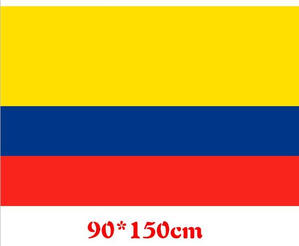 Bandera de la República de Colombia Banner 3x5ft Ventiladores de poliéster de América del Sur colombiano Banderas que animan 90x150cm Decoraciones para fiestas