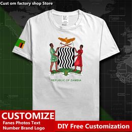 République de Zambie zambien pays t-shirt personnalisé Jersey Fans bricolage nom numéro haute rue mode ample décontracté t-shirt 220616
