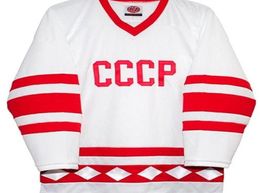 RERA Hommes véritable broderie complète russe 1980 CCCP Hockey BLANC Jersey 100 Maillot de broderie ou personnalisé n'importe quel nom ou numéro Jersey9739591