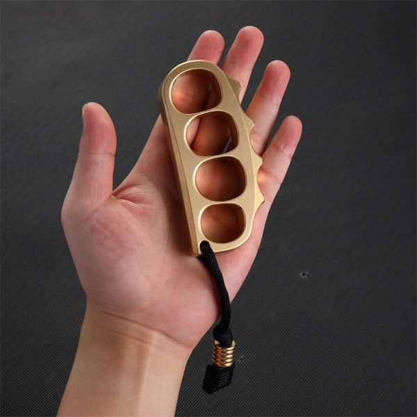 Rescue EDC Brass Pure Equipment for Self-Defense, Solid Tiger Finger Pea Pod Army Fan Umbrella Rope Knife Pendant, Collectionner et jouer avec 7489