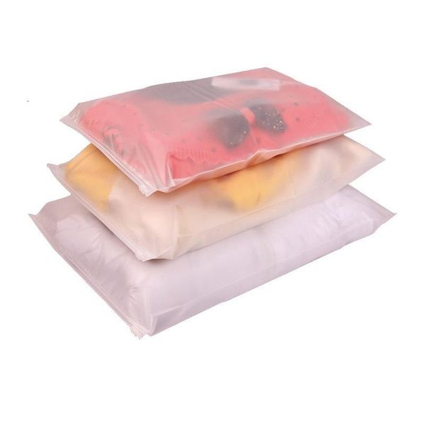 Sacs d'emballage transparents Acid Etch Plastic Zip Bags Chemises Chaussettes Sous-vêtements Organisateur Sac Sacs d'emballage Acid Etch Plastic