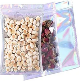 Hersluitbare geurbestendige zakken aluminium folie ritssluiting zakje holografische verpakking voor voedsel snack snack sieraden opslag