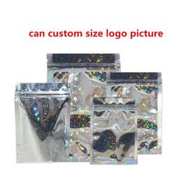 Geur Proof Tassen Folie Pouch Resealable Double Sided Star Flat Mylar Bag voor Party Gunst Voedselopslag Holografische kleur met Glitter Star