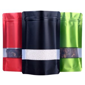 Sacs de stockage de nourriture de tirette de sac d'emballage de papier d'aluminium de support refermable avec la fenêtre pour le thé de grains de café