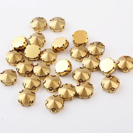Resen vender en la pérdida de 20 piezas de oro costura cosida y diamante de diez rivoli rivoli crystal aurum Stone con oro de vidrio de vidrio DIY Ropa de bricolaje