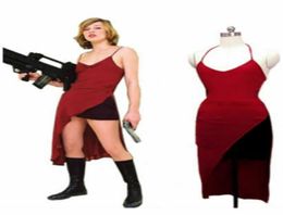 Resident Evil Alice Red Dress Cosplay Costume 01234562120712