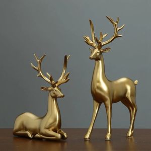 Figuritas de ciervos dorados de resina, 1 Uds., para Interior, estatuas de animales nórdicos, baratijas, escultura, accesorios de decoración del hogar 231225