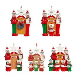 Résine 2023 Ornements de bricolage Famille Happy Pendant Pendant Christmas Tree Decoration 1007