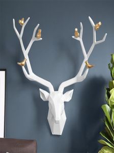 Résine 3D Big Deer Head Decor Home pour Wall Statue Decoration Accessoires Résumé Sculpture Modern Animal Head Room Wall Decor T201119246
