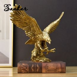 Résine American Golden Eagle Figurines Home Office Bureau de bureau de décoration Modèle de collecte des statues Ornement OBJECTES ACCESSOIRES 240408