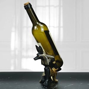 Résine Anubis God Wine Rack Rack Figurines Modern Egypt Dog Miniatures Statues Animal Interior Home Desk Decor Sculpture 231222