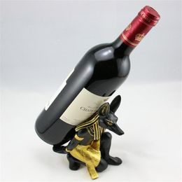 Résine Anubis dieu casier à vin porte-bouteille de vin Animal chien égyptien dieu support à vin accessoires maison Bar décoration préférence 259d