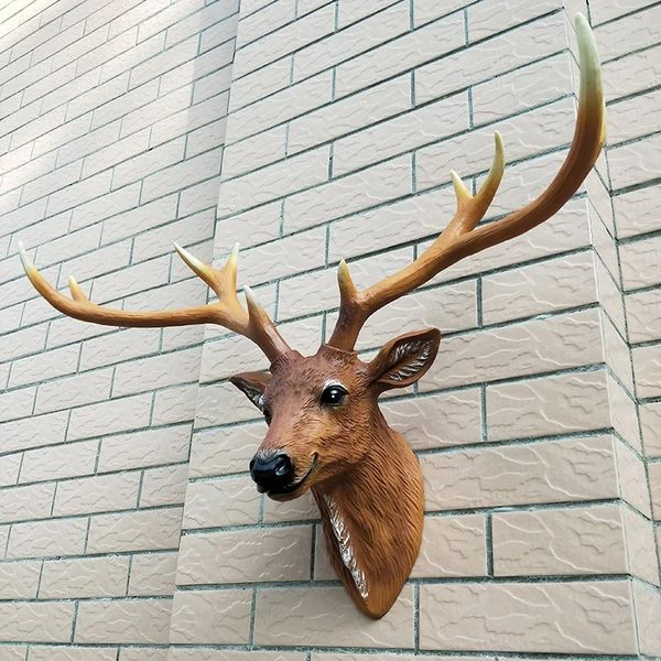 Résine Art 3D tête de cerf pour décoration murale tête d'animal Sculpture moderne pour mur décoratif Art tenture murale décor décorations pour la maison 240323