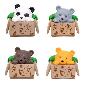 Ours en résine en boîte, Panda Miniature 3D, décoration de jardin féerique, Micro paysage, petite Figurine d'ornement DIY