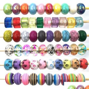 Resin Big Hole Round Rhinestone Beads Loose Spacer Bead For Diy Jewelry Making Bracelet Necklace 10Pcs/Set Drop Delivery