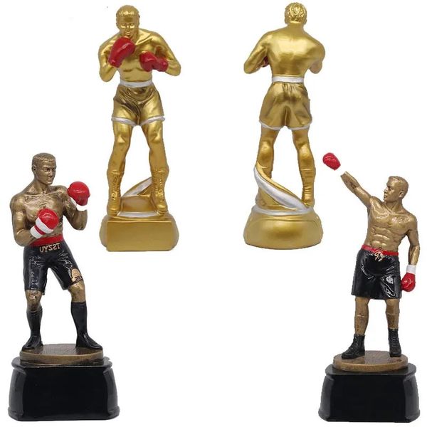 Resin Boxing Trophy Athlete Craft Can Custom Lettring Boxing Sports Figurines Home Decoration Commémorative Champion Cup 240424