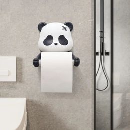 Soporte de papel higiénico de Panda de dibujos animados de resina, estante de pañuelos para WC, colgador de rollo de estante sin perforaciones montado en la pared para baño 240102