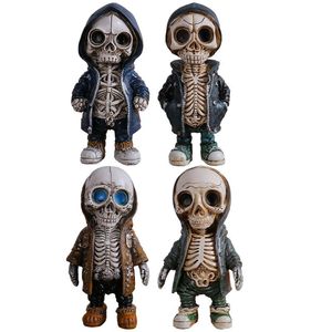 Figurines de squelette en résine, Cool, Halloween, crâne, ornements horribles, tableau de bord de voiture, décoration de bureau