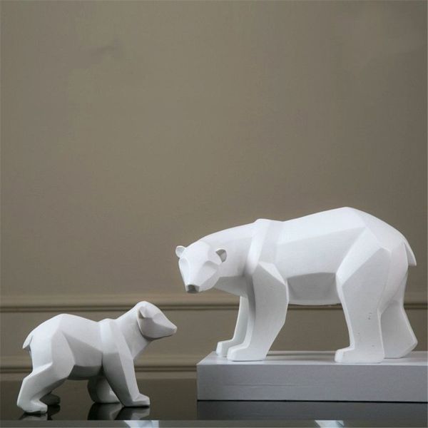 Artesanías de resina, escultura abstracta de oso Polar blanco, estatuilla, artesanía decorativa, escritorio para el hogar, estatua geométrica de vida silvestre Craft260E