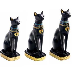 Hars Crafts Exotic Customs Figurine Statue Egyptische kattengodin Bastet Statue Home Decoratie geschenken Home Vintage ornamenten T200716227569