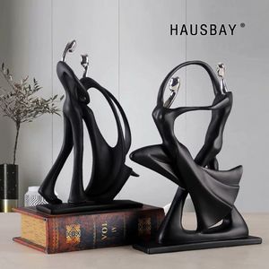 Hars Dansend Paar Standbeeld Europese Sculptuur Abstracte Beeldjes Creatieve Ambachten Wijnkast Woondecoratie Ornamenten D131 T200251R