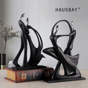 Hars Dansend Paar Standbeeld Europese Sculptuur Abstracte Beeldjes Creatieve Ambachten Wijnkast Woondecoratie Ornamenten D131 T200236a