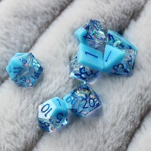 Dés en résine 7 pièces ensemble mdn solide polyédrique D mdn pour jeu de rôle Rpg Rol Pathfinder jeu de société Dragon Scale cadeaux 240312