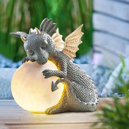 Hars Dragon Meditated Standue Courtyard Dragon Sculpture Dinosaur Form Standbeeld Outdoor Yard Garden Decoratie Miniatuur items 240403