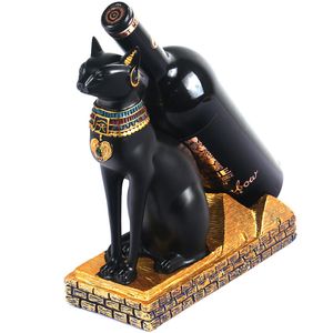 Hars Egyptian Cat God Wijnrek Wijnhouder Praktische sculptuur Stand Woondecoratie Interieur Ambachten Kerstcadeau