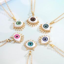 Résine mauvais œil pendentif colliers pour femmes cadeau bijoux cils colorés turc bleu oeil pull clavicule chaîne collier