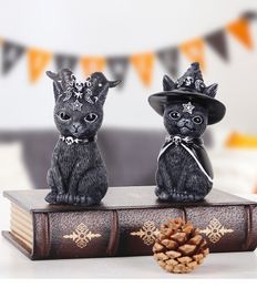 Hars Figuur Wizard Figurines Black Magic Cat Ornamenten Tabel Art originele geschenken Leuke miniaturen Home Decor Originele geschenken