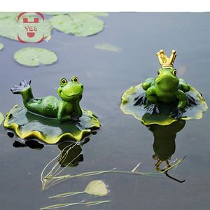 Résine grenouilles flottantes Statue créative grenouille Sculpture extérieure jardin étang décoratif maison aquarium jardin décor bureau ornement T2001323V