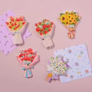 Resin Flower Magnet Stickers Sunflower Rose Tulips Carnation Fridge Magnets Stickers for Whiteboard Office Photo Cabinet Bulletin Board Decoration