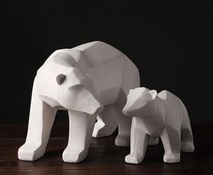 Géométrie en résine abstraite ours polaire figurines décor à la maison artisanat chambre décoration objets vintage ornement résine figurines d'animaux