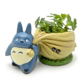 Hars Hayao Miyazaki Totoro Beeldjes Succulents Bloempot Ornament Fairy Miniaturen PotT Garden Moss Gnome Decoratie Ambachten 211108