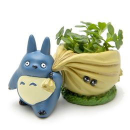 Hars Hayao Miyazaki Totoro Figurines Succulents Bloem Pot Ornament Fee Miniaturen PotT Garden Moss Gnome Decoratie Ambachten 210811