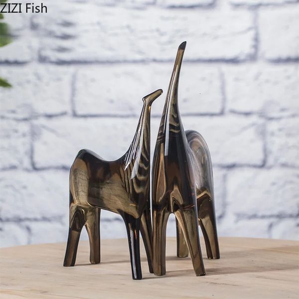 Adornos de caballo de resina, juego de 2 piezas, estatua de mesa, escultura, sala de estar, decoración de animales, manualidades, accesorios para el hogar, figuritas 240311