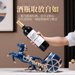 Hars Horse Wine Rack Figurines Interieur fleshouder Opslag ornamenten Home Woonkamer Tabletop Decoraties