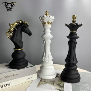 Statue d'échecs internationale en résine, Figurines rétro créatives pour la décoration intérieure de la maison, salon, décoration de bureau, accessoires de bureau 231227