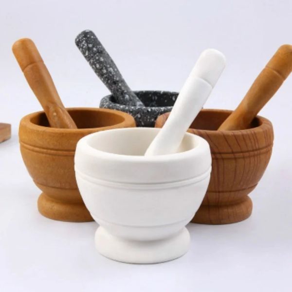 Resin Mortar Pestle Set Aime Herb Herb Spice Mélangez Grinceing Crusher Bowl Restaurant Kitchen Tools