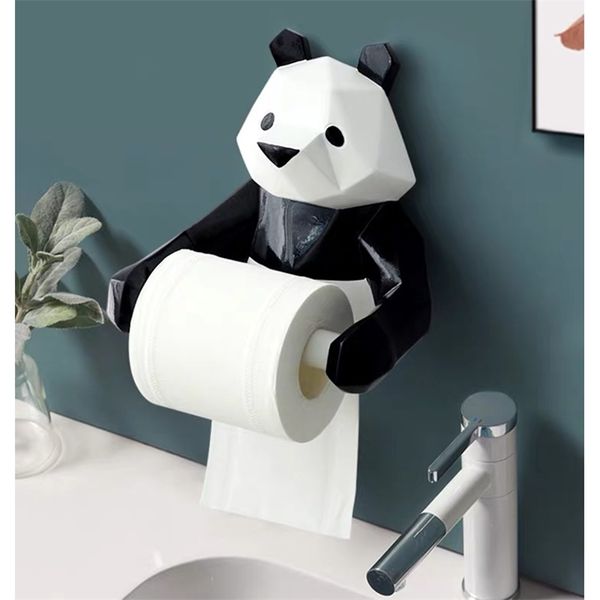 Rollo de estatuilla de Panda de resina, caja de soporte de papel higiénico, decoración de papel de baño montada en la pared, 220624