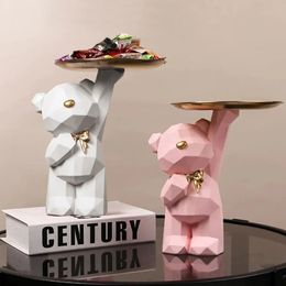 Resina Oso polar Titular de la llave Estatua Figura creativa Oficina en el hogar Almacenamiento de escritorio Plato de fruta Dulces Misceláneas Bandeja Adornos Decoración 240304