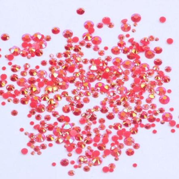 Résine Strass 2mm 3mm 4mm 5mm 6mm Rouge AB Rond Flatback Non Hot Fix Diamants Appliques Pour Artisanat Tissu Robes De Mariée