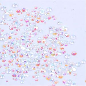 Resin Rhinestones Non Hot Fix CLEAR AB 500/1000pcs 2-6mm Round Flatback Diamonds Appliques For Craft Fabric Wedding Dresses