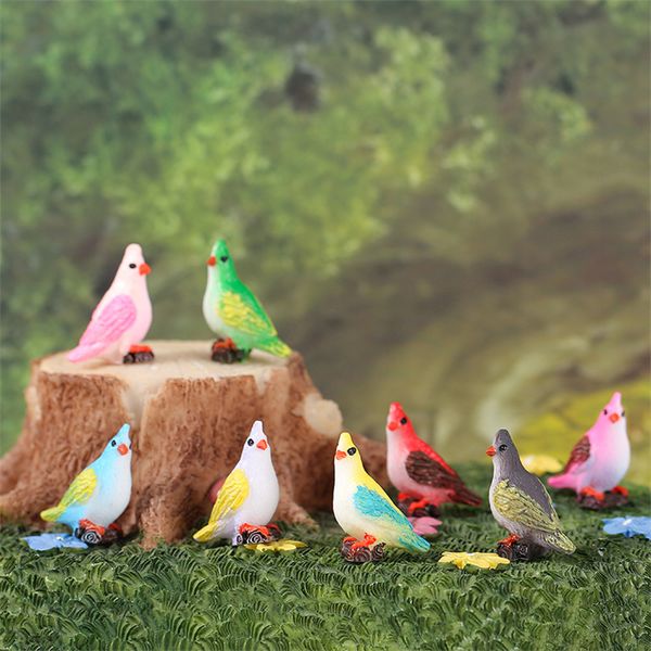 Simulación de resina, pájaro de colores, loro, decoraciones en maceta, decoraciones de jardín, accesorios de fotografía, accesorios DIY P253