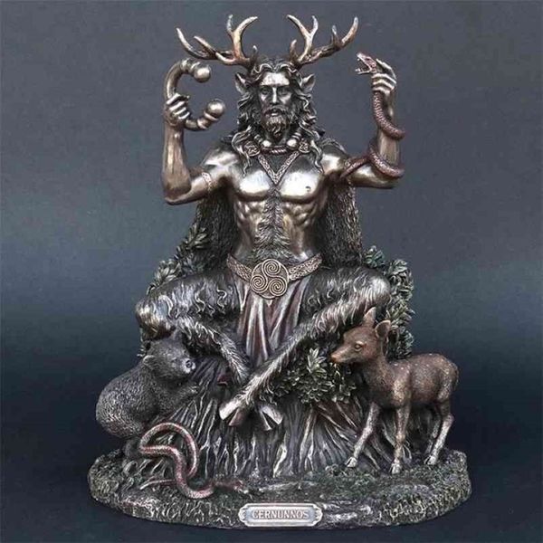 Estatuas de resina Cernunnos estatua sentada escultura dios celta figura estatua del inframundo para la decoración del jardín del hogar 210727286B