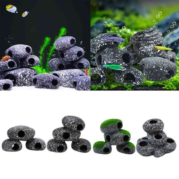 Piedra de resina Decoraciones de acuarios Tanque de pescado Ornamental Rock Cave Hideout para acuático PET CICHLID BETTA 5 opciones