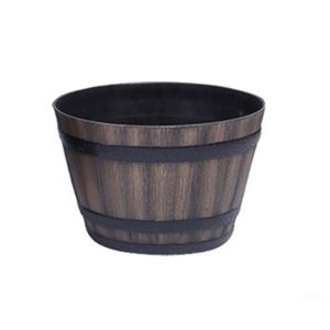 Hars Whisky Barrel Bloempot Ronde Planter Indoor Outdoor Garden Yard Patio voor Indoor, Outdoor, Tuin, Yard, Patio TB Sale 210401