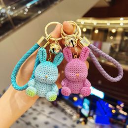 Hars geweven konijn schattige cartoon kleine hangleutelslange poppen hanger tas